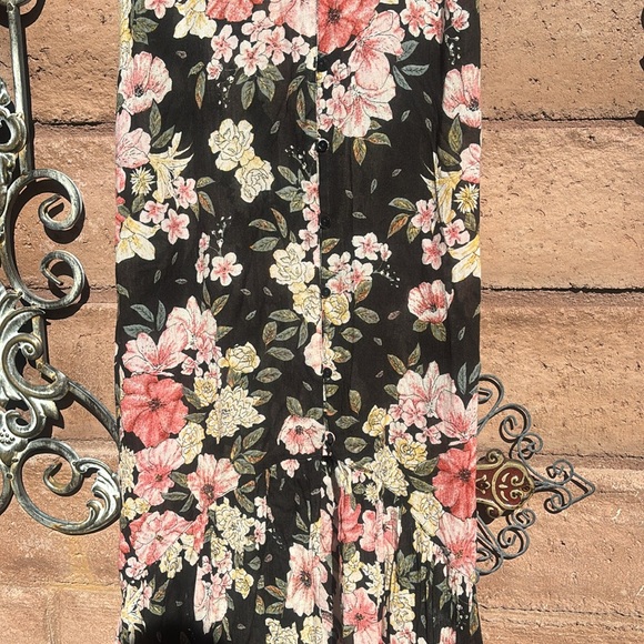 Billabong Dance on the Air Dress Floral Maxi Cottagecore Sleeveless Sheer Small - Picture 6 of 13